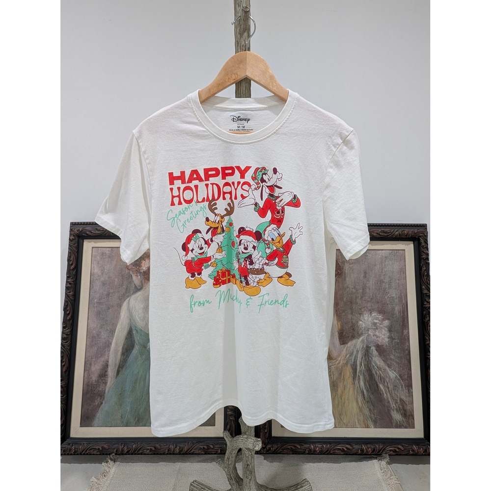 Disney Mickey Mouse Friends Happy Holidays Christmas Graphic T Shirt‎ M M - Picture 3 of 6